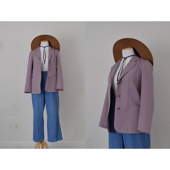 Vintage 70s‎ Handmade Lavender Polyester Blazer - Picture 1 of 10